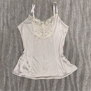Micelan Ivory Camisole Lace Bow Fairy Y2K Semi Sheer Women’s Sz L